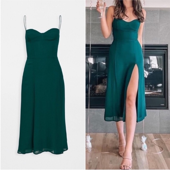 NEW Reformation Juliette Dress Emerald 2